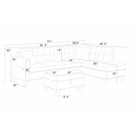 Camden - Power Sectional Sofa With Storage Ottoman And Built In Charging Ports - Gray