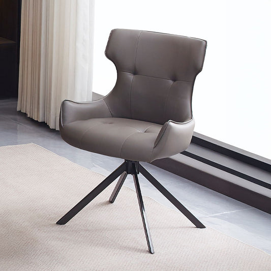 Damita - Camel Synthetic Leather Side Chair With Swivel (Set of 2) - Gray & Black Finsh