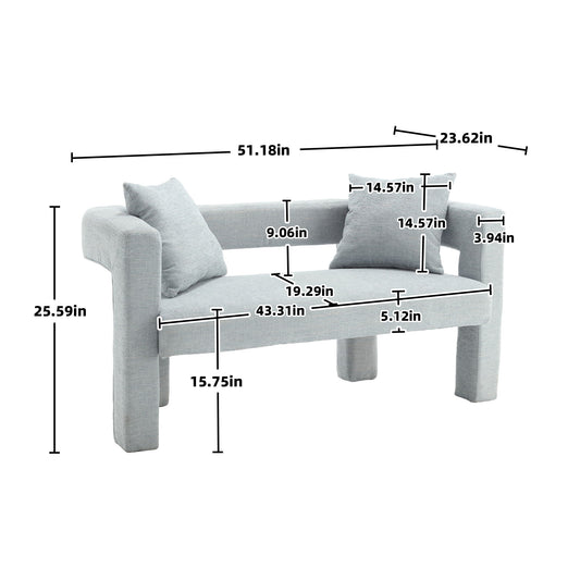 Modern Loveseat Sofa, Comfy Upholstered 2 Seater