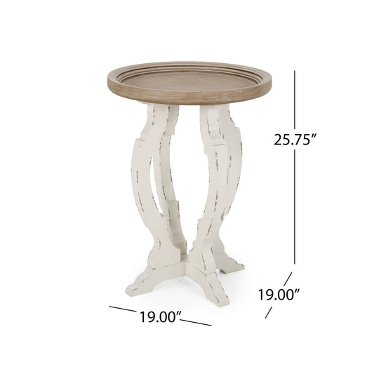 French Country Style Accent Table With Hourglass Design
