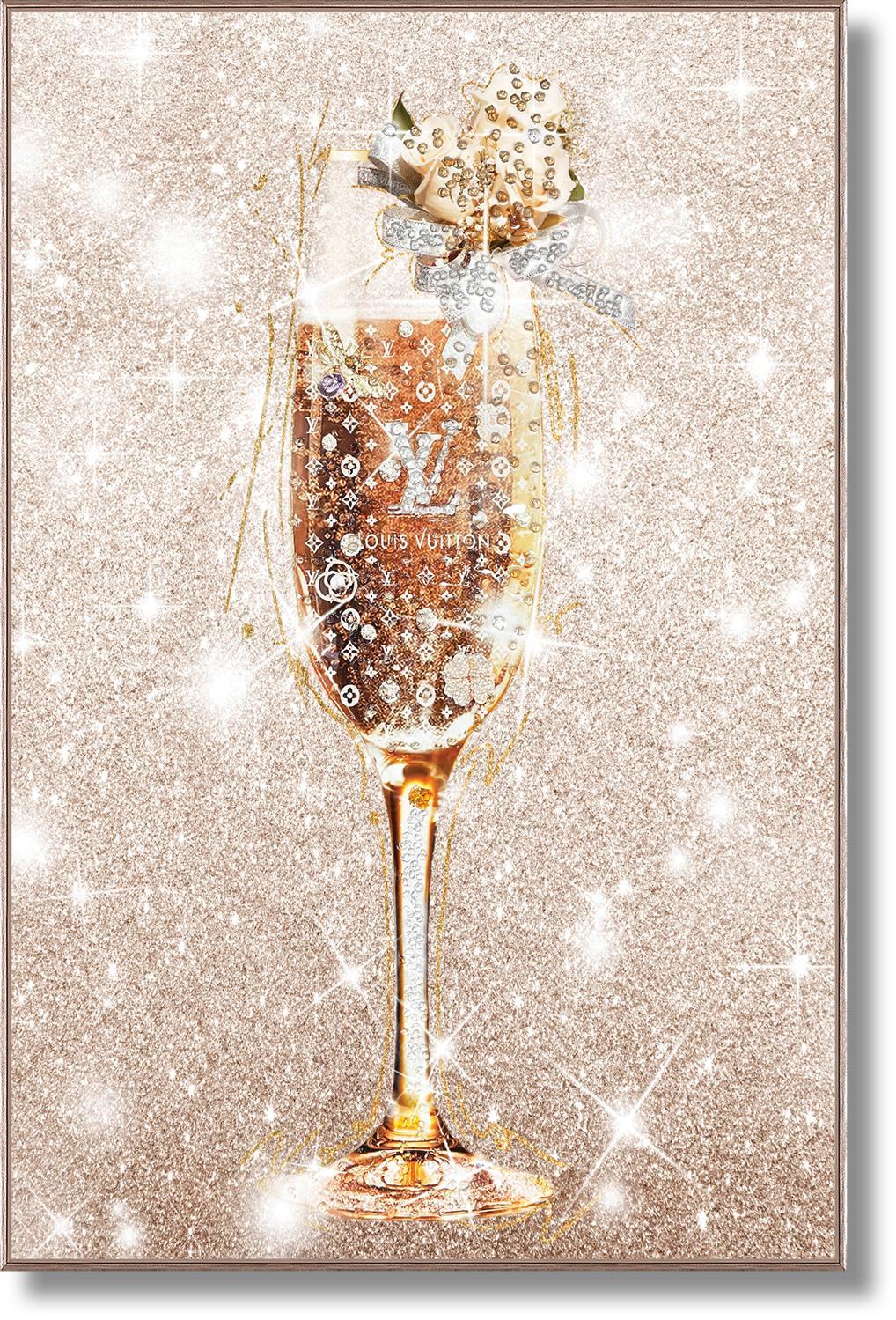 Rose Gold Bubbly With Rocks Framed - Beige