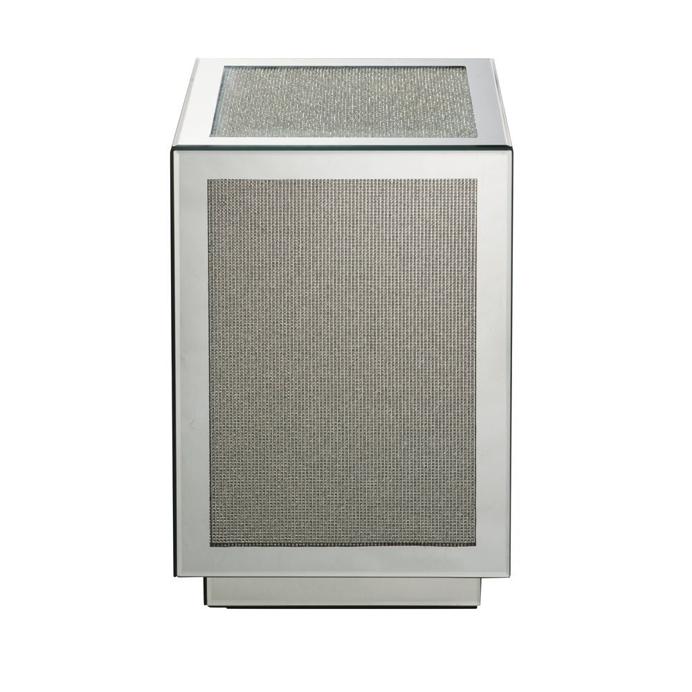 Noralie - 20" Accent Table - Mirrored, Faux Diamonds
