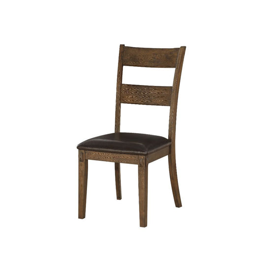 Nabirye - Side Chair (Set of 2) - Esspresso Synthetic Leather & Dark Oak