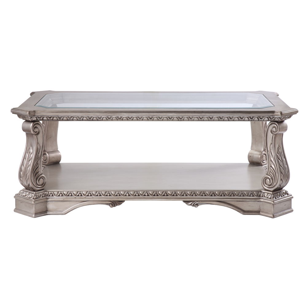 Northville - Coffee Table - Clear Glass & Antique Silver