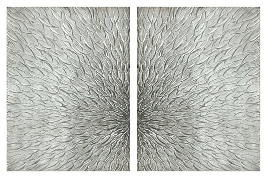 40x30 Hand Painted Textured Canvas - Pearl Silver