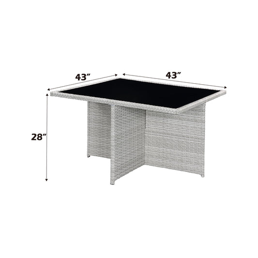 Paitalyi - 9 Piece Bistro Set - Blue Fabric & Wicker