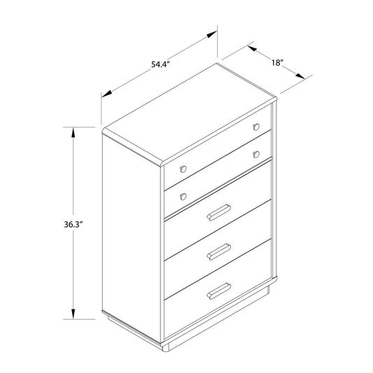 Valencia - 5 Drawer Dresser - White / Gray