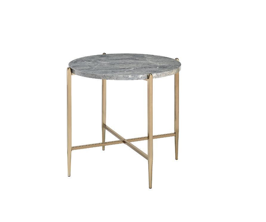 Tainte - End Table - Faux Marble Top & Champagne