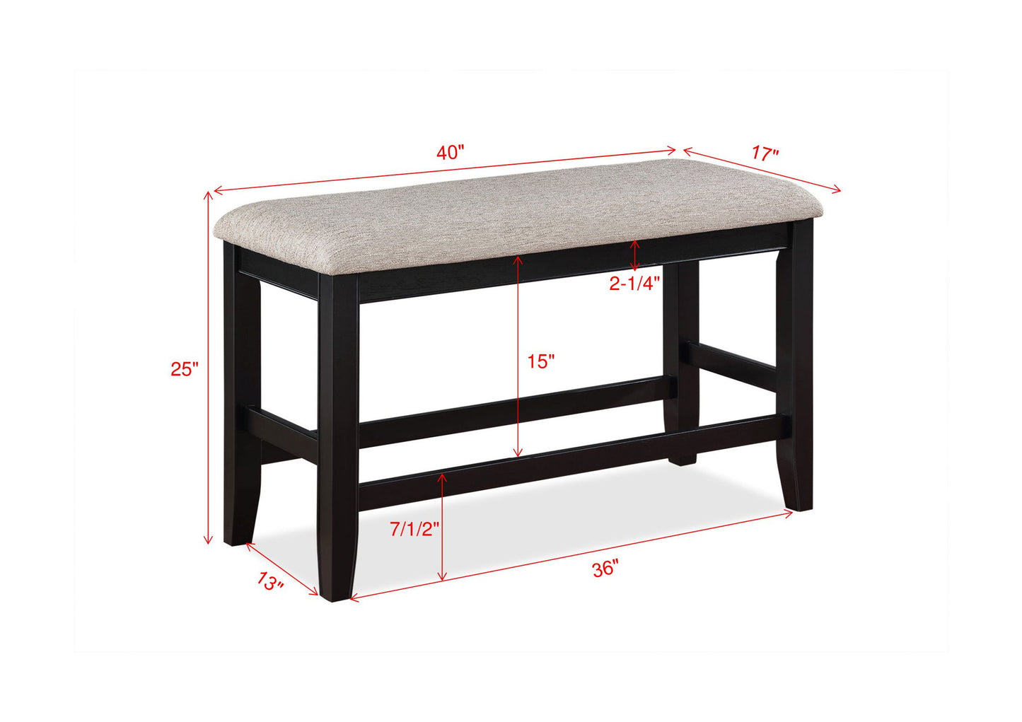 Fulton - Counter Height Bench - Light Gray