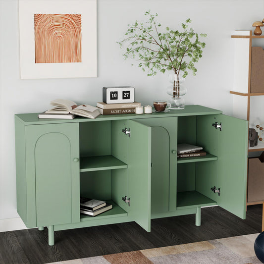 4 Door Intaglio Storage Cabinet - Mint Green