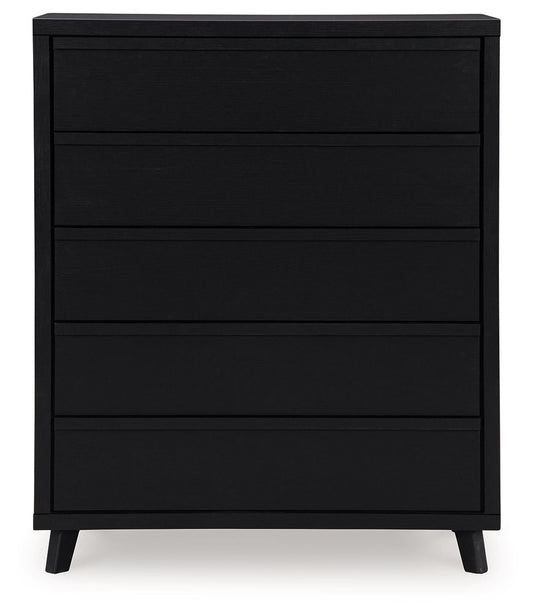 Danziar - Five Drawer Wide Chest - Black