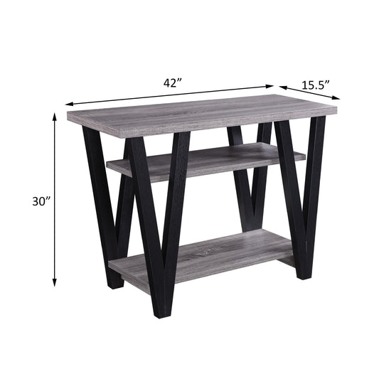 Rectangle Sofa Table With V Line Design - Gray