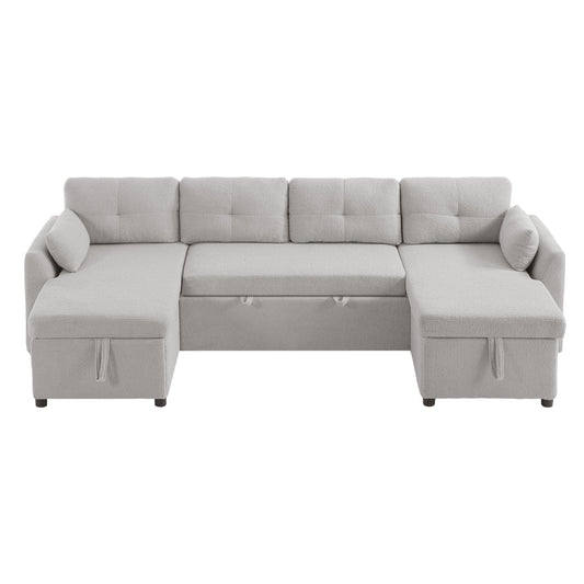 U-Shaped Sectional Sofa Bed With Storage And USB Ports