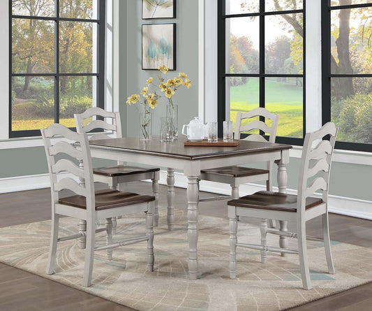 Bettina - 5 Piece Dining Set - Gray & Weathered Oak