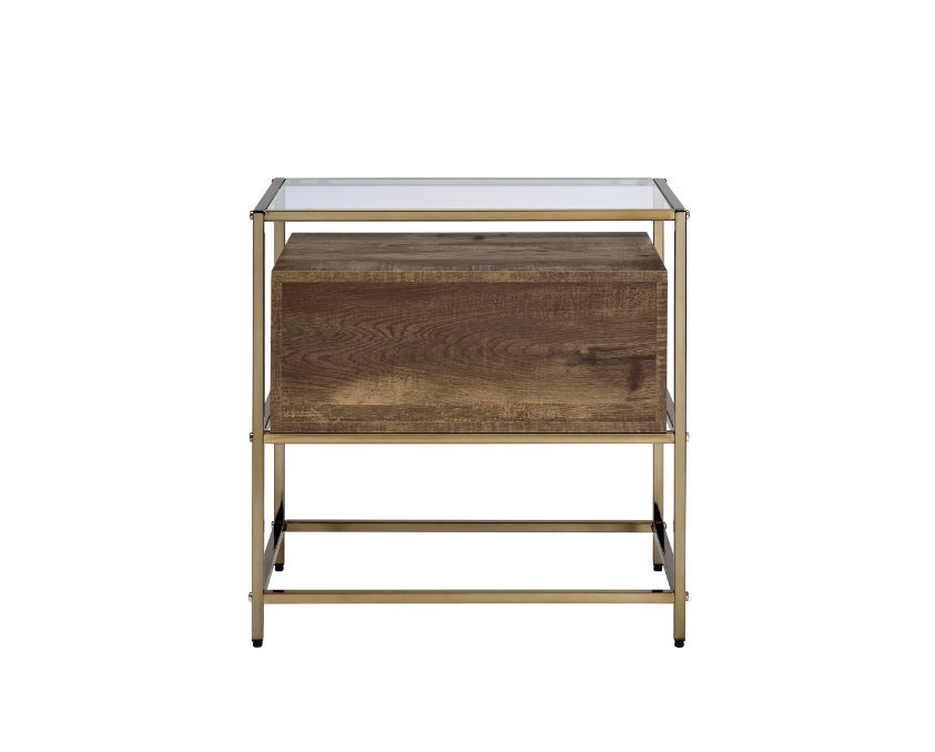Knave - Accent Table - Walnut & Champagne