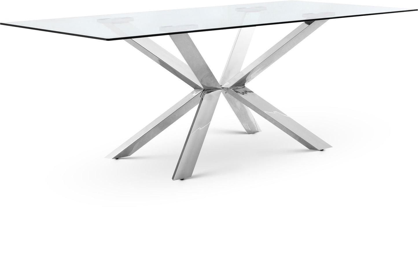 Juno - Glass Dining Table - Pearl Silver