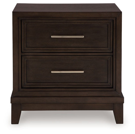 Neymorton - Two Drawer Night Stand - Dark Grayish Brown