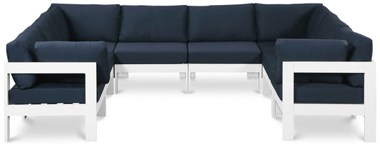 Nizuc - Outdoor Patio 8 Piece Modular Sectional With White Frame