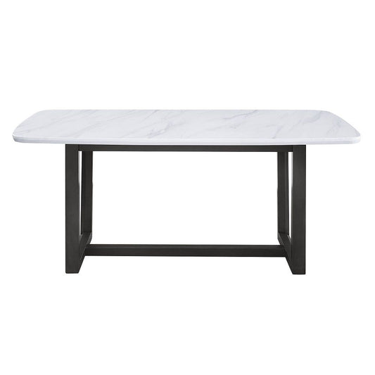 Madan - Dining Table With Marble Top - Marble Top & Weathered Gray