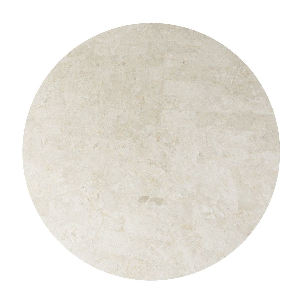 Qwin - Round Dining Table With Marble Top - Gray Fabric & Weathered Gray Oak