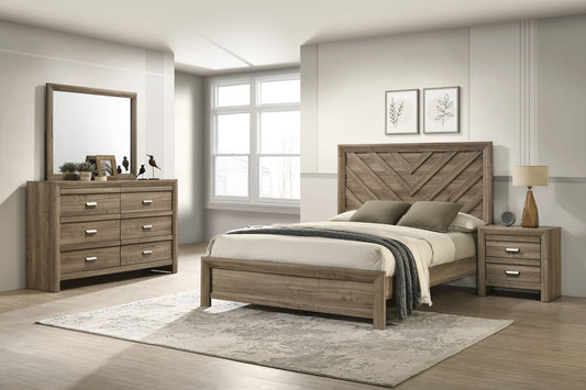Valor - King Panel Bed - Light Bown