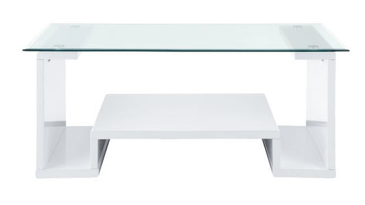 Nevaeh - Coffee Table - Clear Glass Top & White High Gloss