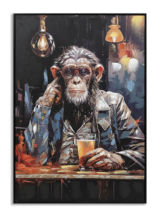 Pensive Primate Toast - 28" x 40" Framed Wall Art
