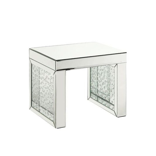Nysa - 16" Accent Table - Mirrored & Faux Crystals Inlay