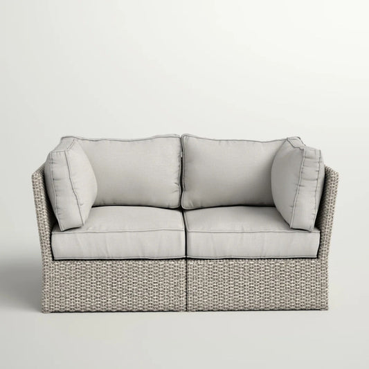 Modern Patio Wicker Loveseat With Cushions