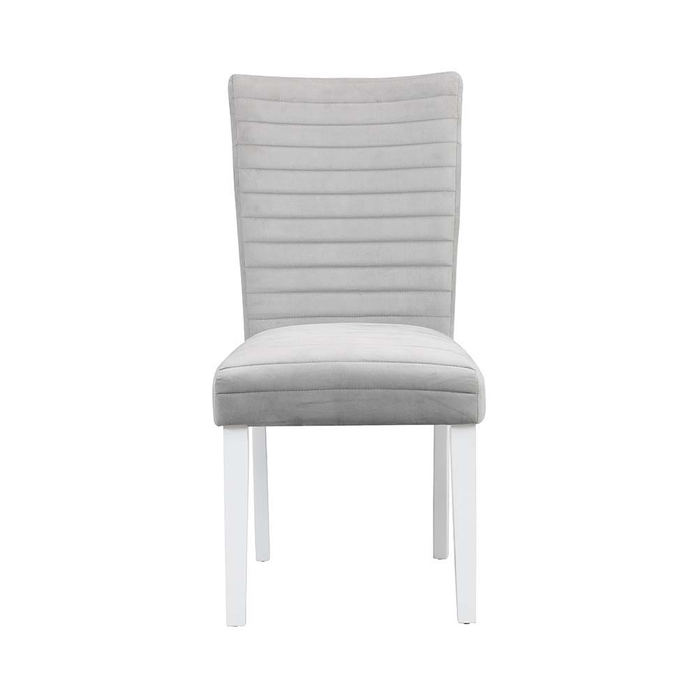 Elizaveta - Side Chair (Set of 2) - Gray Velvet &White High Gloss