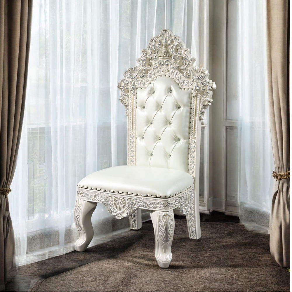 Adara - Side Chair (Set of 2) - Pearl White Synthetic Leather & Antique White