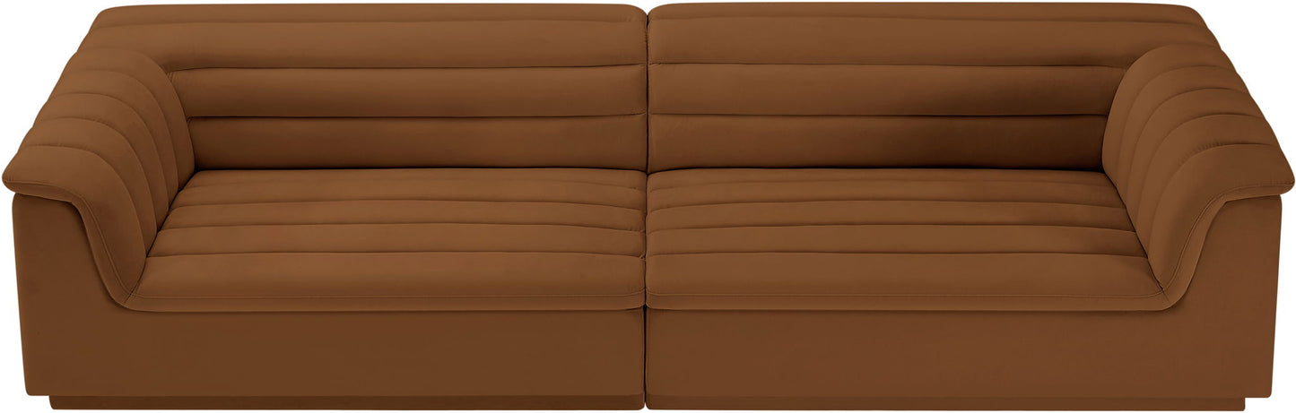 Cascade - Velvet Modular Sofa - Saddle