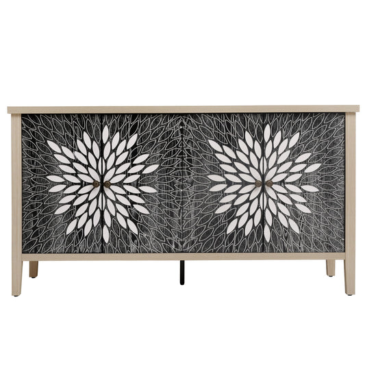 Modern Storage Cabinet With 4 Doors & Adjustable Shelves