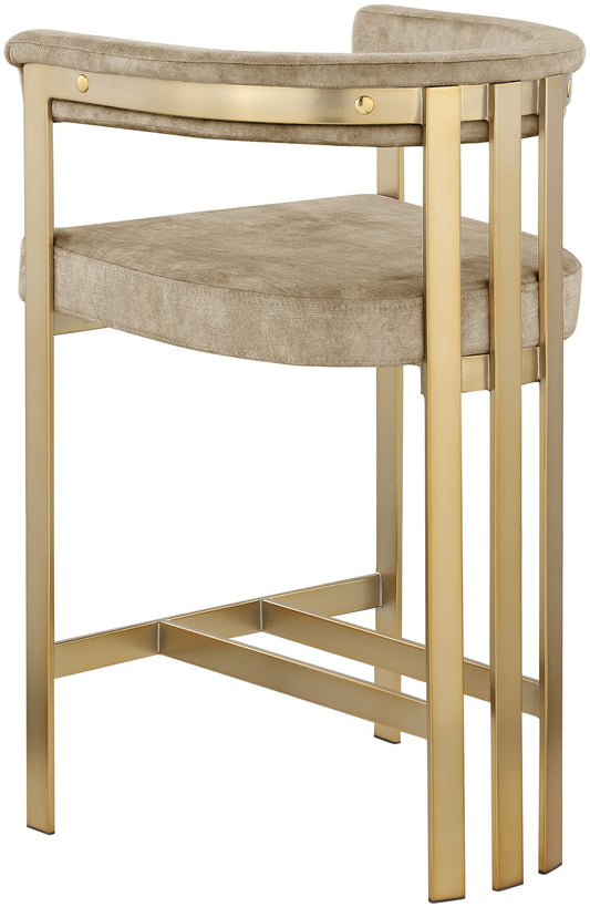 Marcello - Counter Stool With Brushed Gold Iron Frame (Set of 2) - Beige