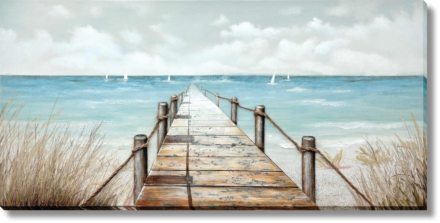 Seaside Serenity Pier - 28" x 55" Framed Wall Art