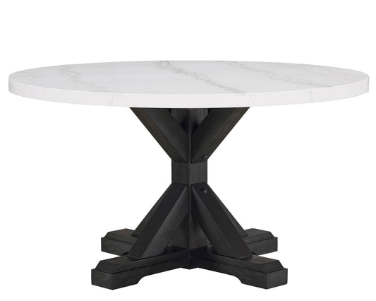 Varley - Genuine Marble Table - White & Charcoal