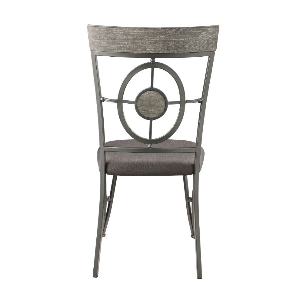 Landis - Side Chair (Set of 2) - Brown Fabric & Gunmetal