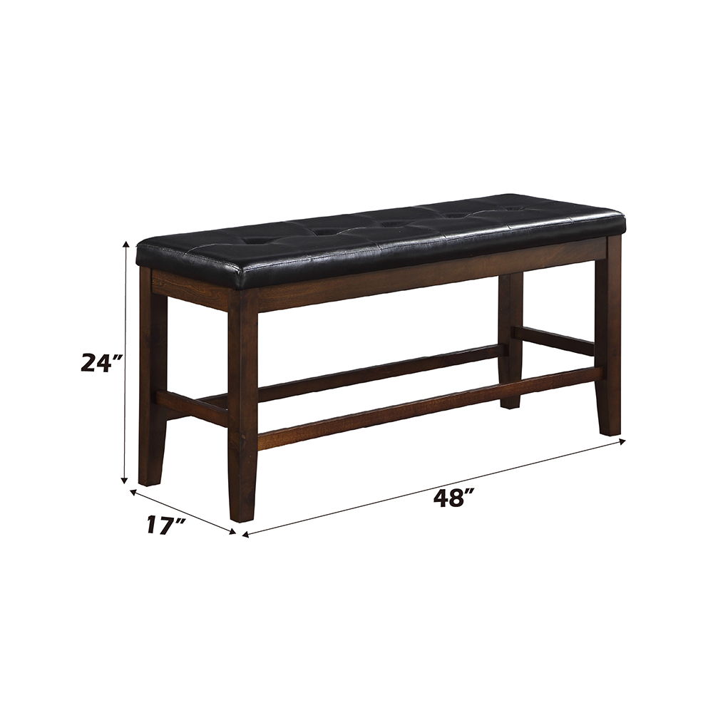 Urbana - Counter Height Bench - Black Synthetic Leather & Espresso