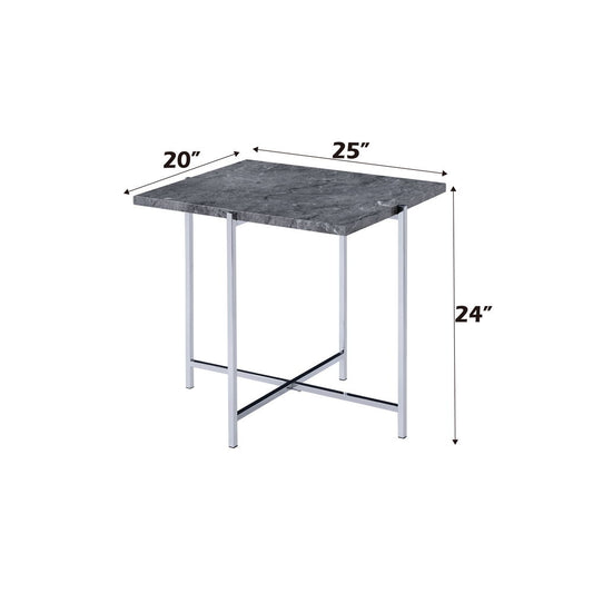 Adelae - End Table - Faux Marble Top & Chrome