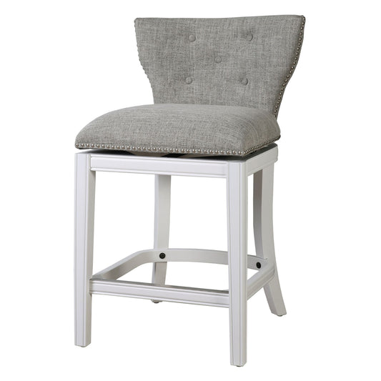Upholstered Swivel Stool With Back