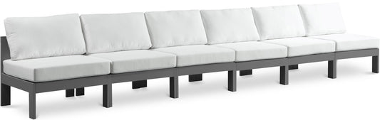 Nizuc - Outdoor Patio 6 Seat Armless Modular Sofa With Gray Frame