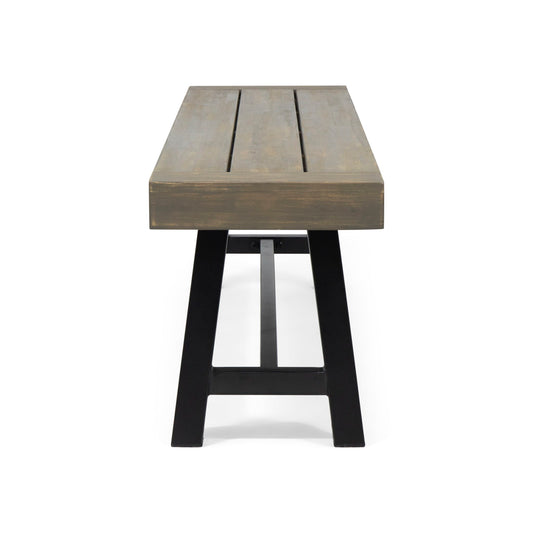 Outdoor Patio Bench - Gray / Rustic Metal