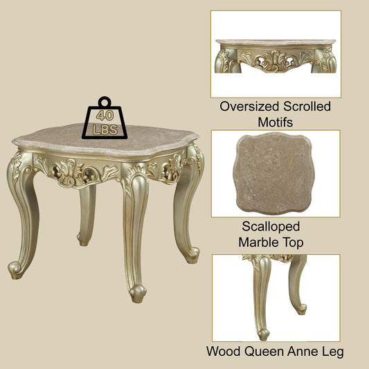 Gorsedd - End Table With Marble Top - Marble Top & Golden Ivory