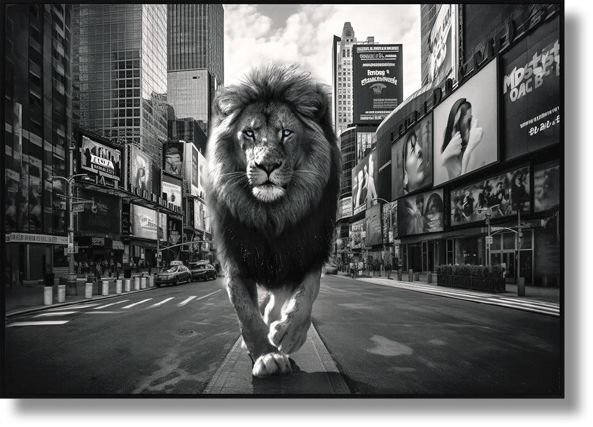 Glossy Painted Framed Canvas - King Of The City - Dark Gray