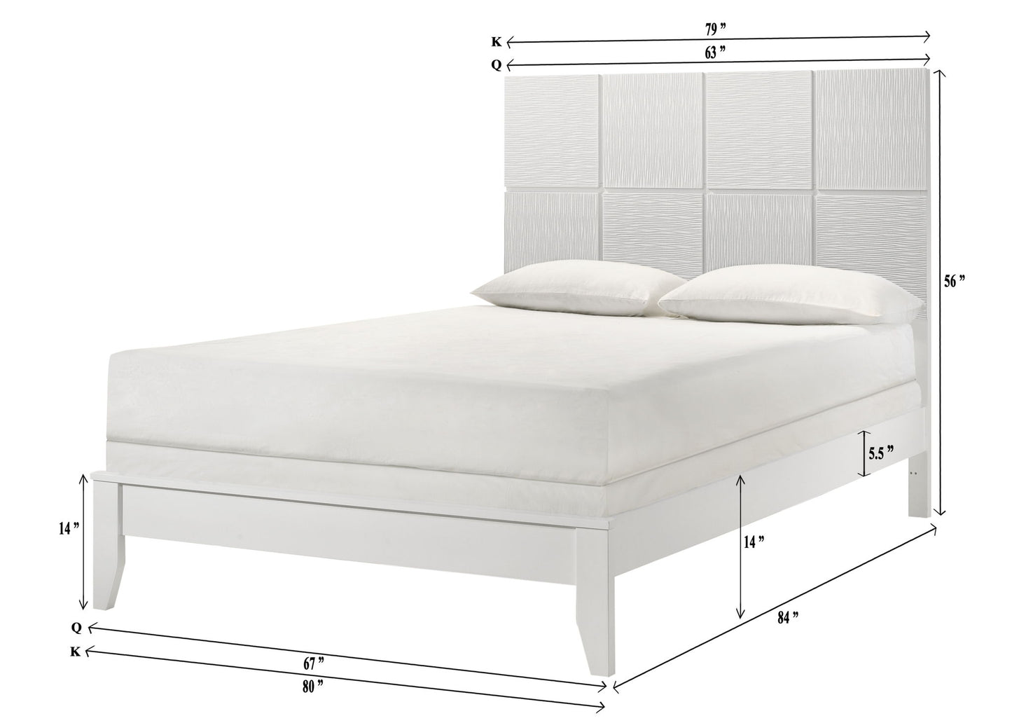 Denker - King Bed - White