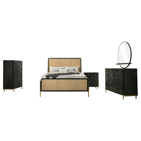 Anser - 5 Piece Eastern King Bedroom Set - Black / Natural