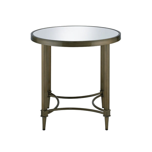 Aditya - End Table - Mirrored & Antique Brass