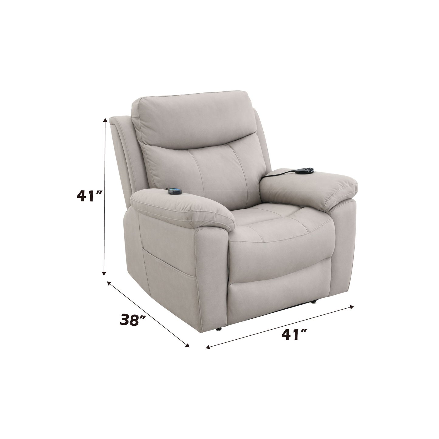 Chriki - Power Motion Recliner With Lift Heating Massage Chair - Beige