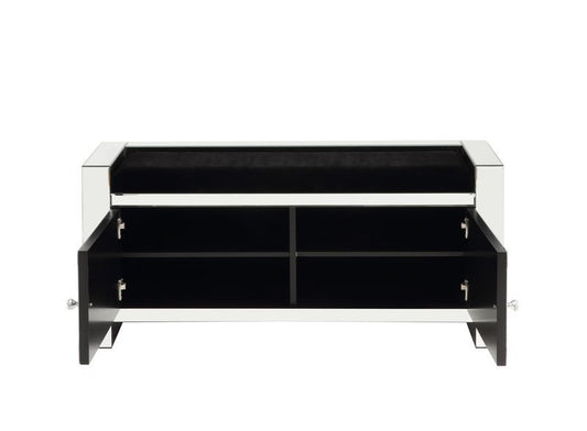 Noralie - 47" Bench With Storage - Mirrored & Faux Diamonds