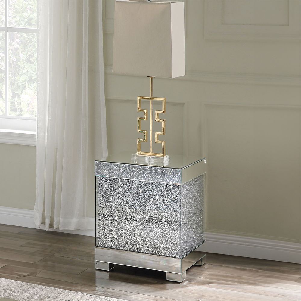 Mallika - End Table - Mirrored & Faux Round Crystals